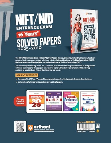 Arihant NIFT/NID Entrance Exam 2026 16 Years’ Solved Papers (2025–2010) For NIFT, NID & IIFT UG & PG Entrance | Complete Coverage with Detailed ... Aptitude Preparation Book | English Medium