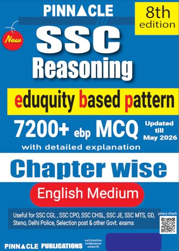SSC Reasoning 7200+ ebp mcq chapter wise book | 2026-27 | english medium | 8th edition | previous year questions till may 2026