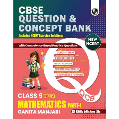 PW CBSE Class 9 Maths Ganita Manjari-1 New NCERT 2026-27 Question and Concept Bank with NCERT Textbook Solutions and Competency Based Questions By Ritik Sir