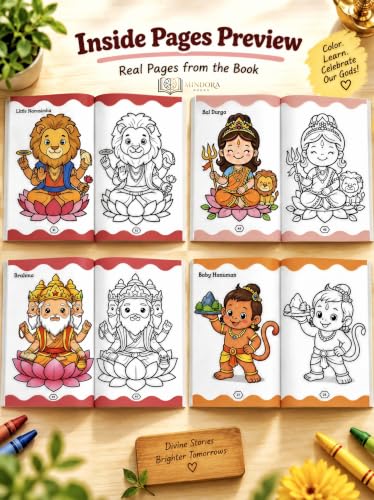 Indian Gods Coloring Book for Kids |120 GSM Thick Pages I Premium Quality Illustrations | Hindu God Colouring Book | 11x8.5 inch | Age 5-15+ Years