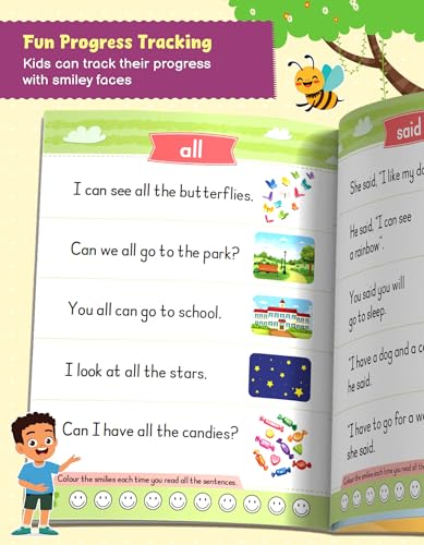 Sight Words & Sentences Book for Kids 4+ Years | 55 Essential Sight Words with Colourful Pictures | Early Learning Book for Preschool & Kindergarten