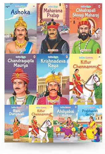 Story Books for Kids - Indian Kings and Queens (Set of 10 Books) (Illustrated) - Chandragupta Maurya, Krishnadeva Raya, Ashoka, Rana Pratap, Shivaji, ... Bai- Biographies for Children - Age 6+