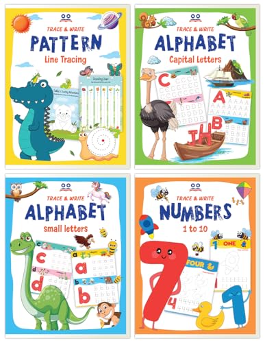 Tracing Books for Kids | Pencil Control Activity Book for Kids [4 Books] | Premium Quality Writing Practice Books - Alphabet ABC (Capital & Small Letters), Numbers, Lines & Pattern | Ages: 2 - 5 Years