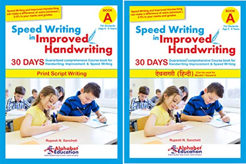 Print style and Hindi writing Combo - Speed writing in improved handwriting - Book A (For age 6-9 years) - 30 Days comprehensive Handwriting practice book for speed writing and handwriting improvement