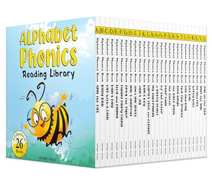 Alphabet Phonics – Reading Library for Children (Boxset of 26 Books): A–Z Phonics Readers with Sight Words, Rhymes & Fun Stories | Early Reading Box Set for Kids Learning to Read | Ages 3–6 Years