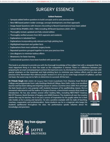 Surgery Essence, 11/E for NEET PG, INI-CET and FMGE Aspirants | PGMEE Solved PYQs (1985-2025) with Concept Synopses, Image-Based Questions and High-Yield Tables: 1