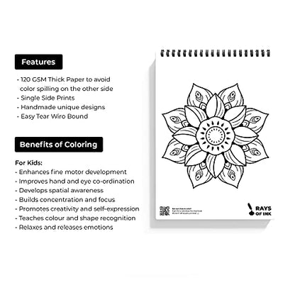 Rays Of Ink Mandala Coloring Book For Young Adults | Enhances Fine Motor Skills & Keeps You Engaged | 120 GSM Thick Paper