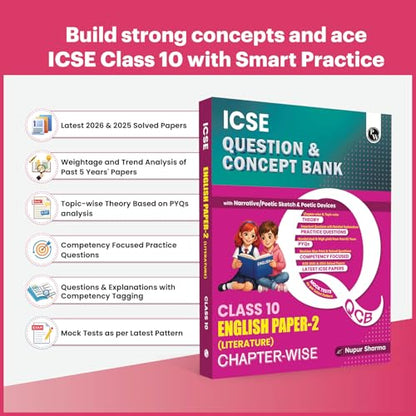 PW Class 10 ICSE Question & Concept Bank English Paper 2 (Literature) 2027 Chapterwise & Topicwise By Nupur Sharma | Narrative/ Poetic Sketch & Devices | Important Practice Questions