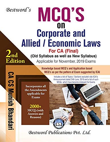 Bestword CA Final MCQs on Corporate and Allied Laws and Economic Old and New Syllabus (Applicable fo book cover