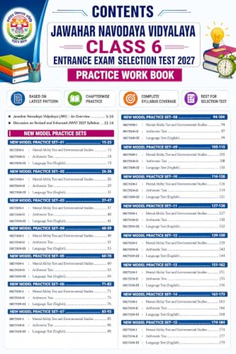 Jawahar Navodaya Vidyalaya Class 6 Selection Test 2027 EVS Included & Mental Ability & Arithmetic Based on New Pattern Practice Work Book (English Medium) (6172)
