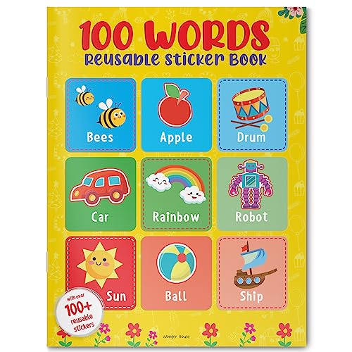 100 Words Reusable Sticker Book For Children book cover