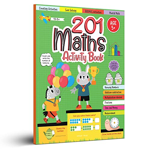 201 Maths Activity Book - Fun Activities and Math Exercises For Children: Knowing Numbers, Addition-Subtraction, Fractions, BODMAS [Paperback] [2022] Wonder House Books book cover
