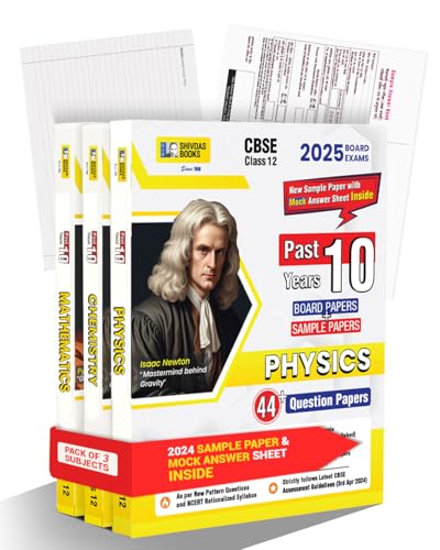 Shivdas CBSE Class 12 Question Papers (2015-2024) Fully Solved Science Stream Combo Physics,Chemistry,Mathematics & (45+) CBSE Sample Papers for 2025 Board Exams,Latest Syllabus