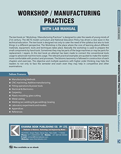 Workshop / Manufacturing Practices (with Lab Manual) | AICTE Prescribed Textbook (English): Book COde: UG006EN