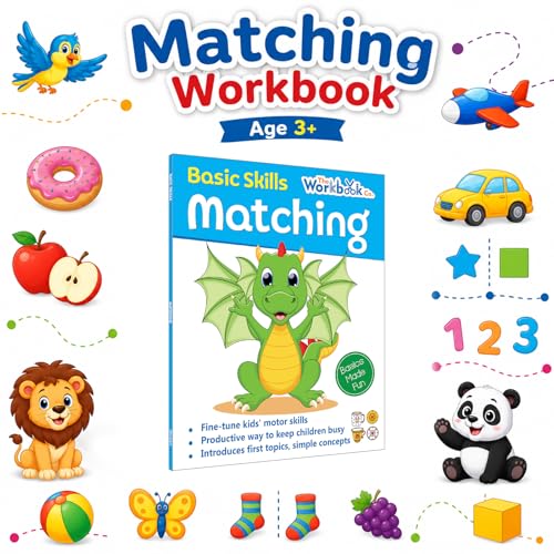 Matching Basic Skills Book for Kids 3+ | Fun Early Learning Activity Book with Shapes, Colors, Numbers & Patterns | Preschool Workbook | Best Educational Gift for Children