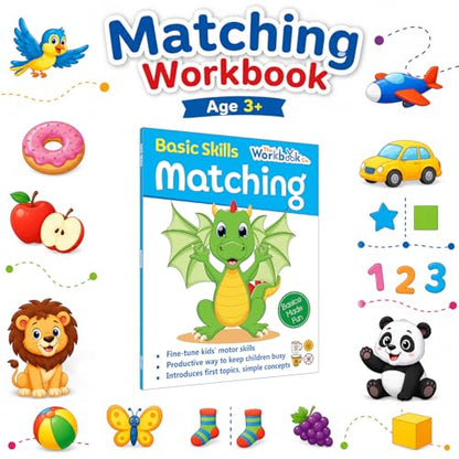 Matching Basic Skills Book for Kids 3+ | Fun Early Learning Activity Book with Shapes, Colors, Numbers & Patterns | Preschool Workbook | Best Educational Gift for Children