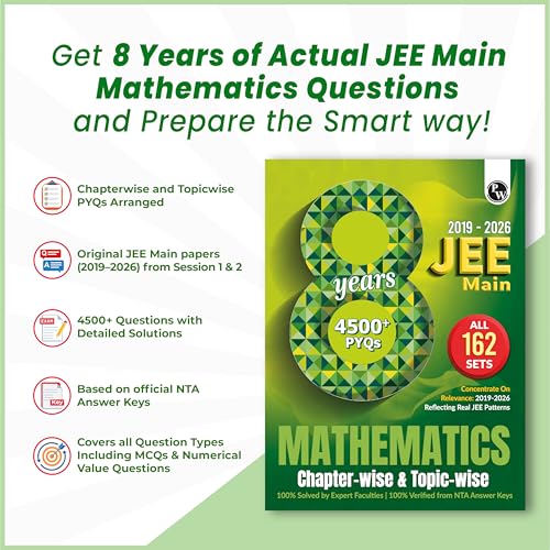 PW JEE Main 8 Years (2019 - 2026) PYQs Mathematics Chapterwise and Topicwise | All 162 Sets Previous Years Solved Papers For JEE Main 2027 Exams | Concentrate on Relevance