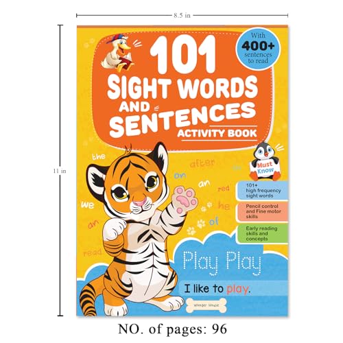 101 Sight Words and Sentences: Activity Book for Children | 400+ Sentences to Read and Practice | Ages 4–7 | Build Early Reading Fluency with Fun Exercises