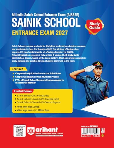 Arihant AISSEE Sainik School Class 6 Entrance Exam 2027 | Complete Study Guide | Quick Revision Notes, Practice MCQs & PYQs (2018–2026) | As per New Syllabus