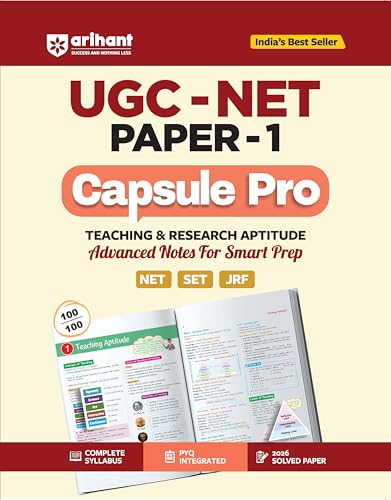 Arihant UGC NET/JRF/SET Paper 1 Capsule Pro | Teaching & Research Aptitude | Complete Syllabus, PYQs & 2026 Solved Paper | Advanced Notes for Smart Prep | English Medium