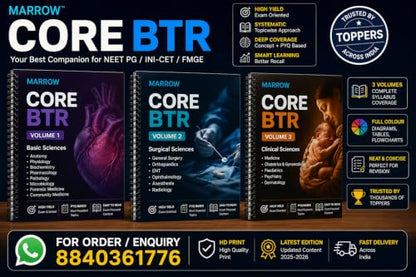 Core BTR 3.0 Official Annotated Notes Complete Set Vol 1 2 3 for NEET PG INI CET FMGE 2026 Spiral Bound Colour Edition...