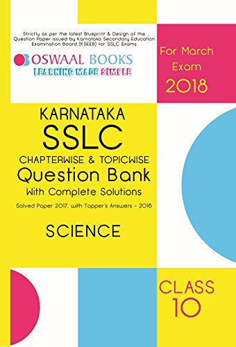 Oswaal Karnataka Sslc Question Bank For Class10 Science (March 2018 Exam) book cover