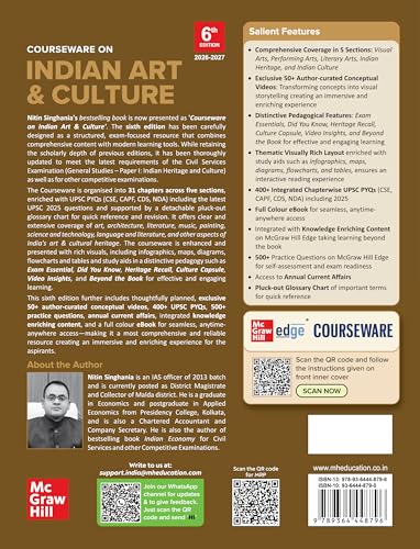 Indian Art and Culture Courseware, 6e by Nitin Singhania (IAS) for UPSC CSE 2026 | 400+ Solved Previous Years’ Questions (2013–2025) | 500+ CBT-based Practice Questions | 50+ Author Videos