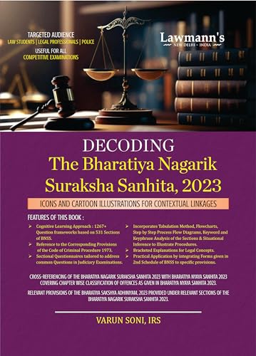 Decoding The Bharatiya Nagarik Suraksha Sanhita, 2023 | BNSS | Icons & Cartoon Illustrations | Useful for Law Students, Advocates, Police, Judiciary, APO, AIBE, LLM, HJS, UPSC & All Competition Exams