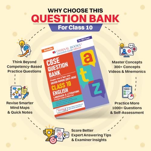 Oswaal CBSE Class 10 English Language & Literature Question Bank | Chapter & Topic-wise Solved Papers (2017–2026) | Based on Latest Syllabus (April 2026) | Includes 2026 Papers | For 2027 Exam