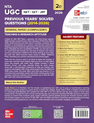 UGC NET Paper 1 2026 Previous Years' Solved Papers (2014-2026) | 7000+ Questions (3000 in book + 4000 online with June 2026) | Arpita Karwa | 13 Years PYQs: Unit-wise and Topic-wise detailed solutions