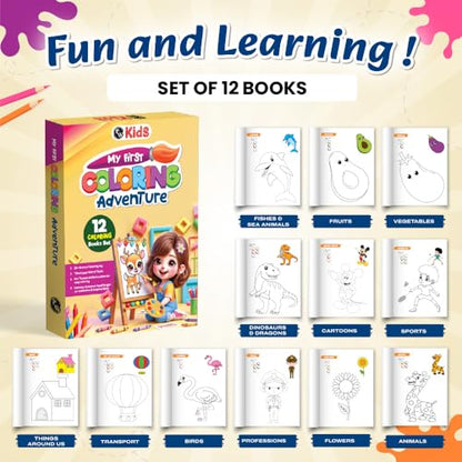 Set of 12 Colour Time Colouring Book for Kids, Fun Activity Book for Boys & Girls, Drawing Book for Kids 3-5 Years Old, Birthday & Return Gift
