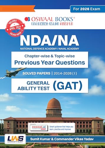 Oswaal NDA/NA GAT 13 Years’ Chapter-wise & Topic-wise Solved Papers English Medium | General Ability Test (English & GK) | 2014-2026 | 2600+ Questions | With Oswaal AI | For 2026-27 Exams