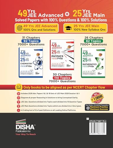 Disha Errorless 49 Years JEE Advanced (1978 - 2026) & 25 Year JEE Main (2002 - 2026) PHYSICS Chapter-wise & Topic-wise PYQs 22nd Edition | Solved Papers Question Bank in NCERT Flow for JEE 2027