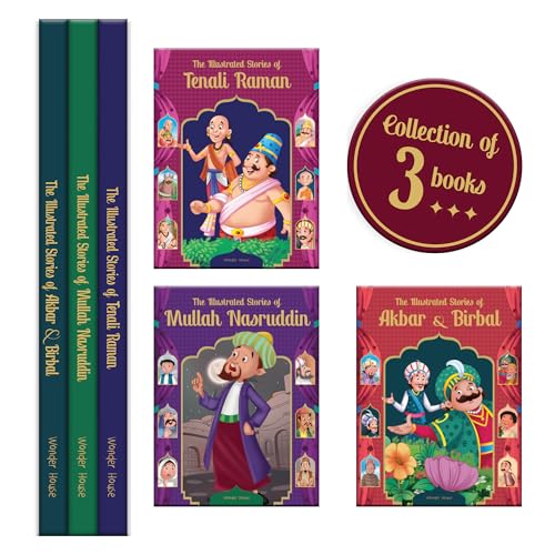 The Illustrated Wisdom Tales From India For Children (Boxed Set Of 3 Books)-Tenali Rama |Akbar And Birbal | Mulla Nasruddin Collection Of 3 Books (Illustrated Story Books)