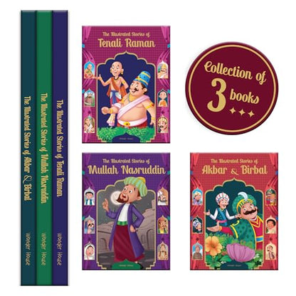 The Illustrated Wisdom Tales From India For Children (Boxed Set Of 3 Books)-Tenali Rama |Akbar And Birbal | Mulla Nasruddin Collection Of 3 Books (Illustrated Story Books)