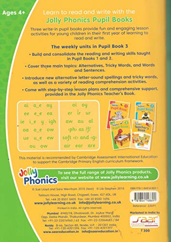 Jolly Phonics Pupil Book 3 by Saar Education | Jolly Phonics Series | With Step-by-Step Lesson Plans & Comprehensive Support | For Ages 4+ | By Sue Lloyd & Sara Wernham