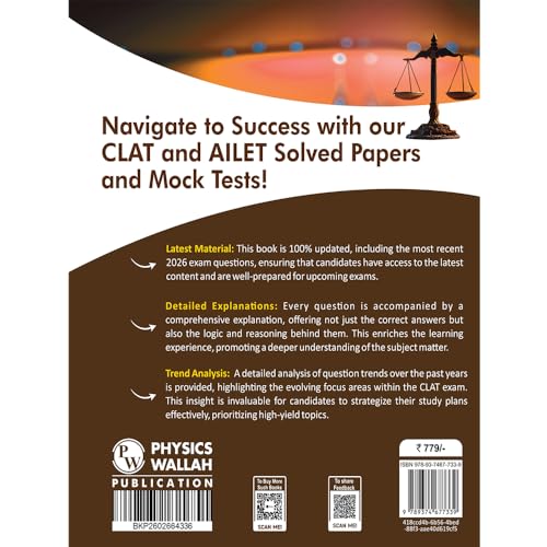 PW CLAT & AILET 14 Previous Years Solved Papers (2020-2026) Yearwise with Detailed Explanation For 2027 Exam