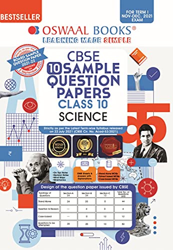 Oswaal CBSE Sample Question Papers Class 10 Science Book (For Term I Nov-Dec 2021 Exam)