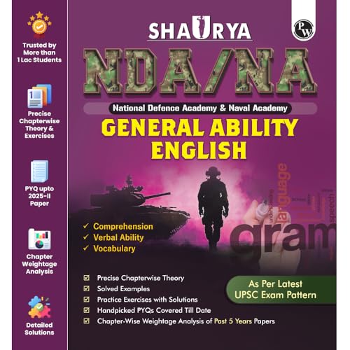 PW Shaurya NDA Book 2026 – NDA/NA General Ability English | Latest 2025 Solved Paper | Comprehension, Verbal Ability, Vocabulary | Chapterwise Theory, PYQs, Practice Exercises