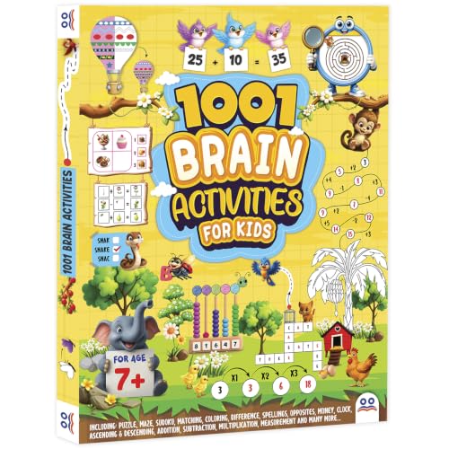 Activity Book for 7 + Year Old | Best Selling 1001 Brain Booster Activity Book for 7 Year Old | Kids Activity Book - Puzzle, Sudoku, Maze, Colouring, Dot To Dot, Matching, Seek & Find, Spot Difference