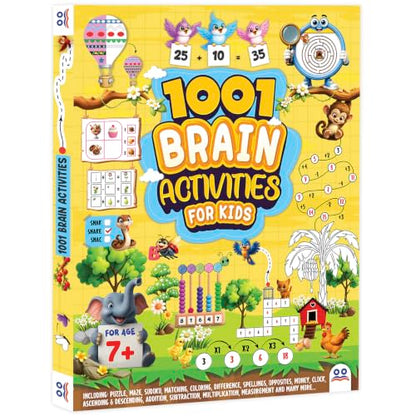 Activity Book for 7 + Year Old | Best Selling 1001 Brain Booster Activity Book for 7 Year Old | Kids Activity Book - Puzzle, Sudoku, Maze, Colouring, Dot To Dot, Matching, Seek & Find, Spot Difference