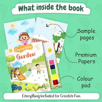 Fingerprint Coloring Book – Garden | Finger Painting Fun for Kids | Includes Colors | Spark Creativity & Imagination | Perfect Gift