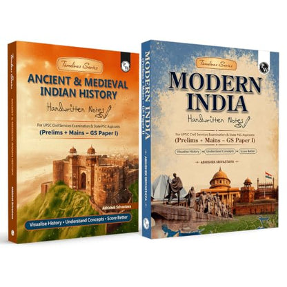 PW UPSC Ancient & Medieval Indian History & Modern India Handwritten Notes By Abhishek Srivastava Combo Set of 2 Books | PYQs, Maps, Timelines & Exam Oriented Notes| Ideal for UPSC & State PSC Exams