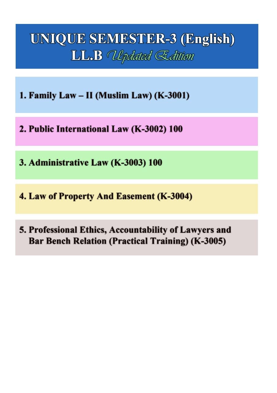 Nitin Prakashans Unique Law Series CCS University For SEMESTER-3 With 30 Questions & Answers For LLB Examination. (ENGLISH EDITION-2025-2026) K-3001 ... & Bar Bench Relation (Practical Training)