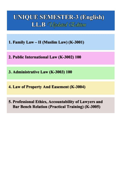 Nitin Prakashans Unique Law Series CCS University For SEMESTER-3 With 30 Questions & Answers For LLB Examination. (ENGLISH EDITION-2025-2026) K-3001 ... & Bar Bench Relation (Practical Training)