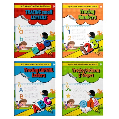 Set of 4 Writing Time Kids' First Pencil Control & Patterns Books, Capital Letters, Small Letters, Numbers, Patterns & Shapes, Hand Writing Practice ... Years (Set of 4 Pencil Control Pattern Book)
