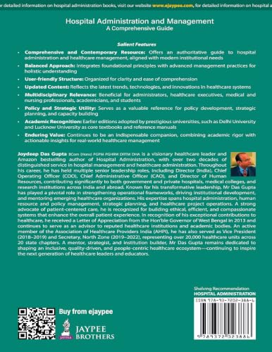 Hospital Administration & Management, 4/E for BHA, MHA and MBA Healthcare Students | AI in Healthcare, Hospital Operations, Crisis Management and Support Services Handbook