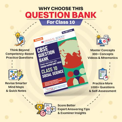 Oswaal CBSE Class 10 Social Science Question Bank | Chapter & Topic-wise Solved Papers (2017–2026) | Based on Latest Syllabus (April 2026) | Includes 2026 Papers | For 2027 Exam