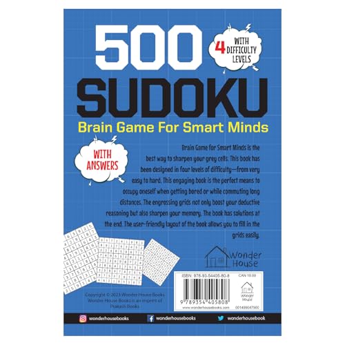 500 Sudoku Brain Games for Smart Minds | 4 Levels: Simple, Medium, Complex & Killer | 480+ Puzzles | Ages 8+ | Hours of Fun & Logic Boosting