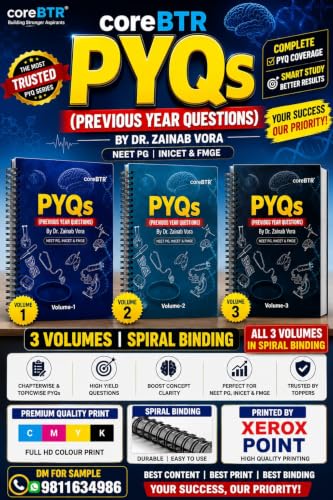 Core BTR PYQ's Books Curated by Dr Zainab Vora, Set of 3 Books (vol 1 to 3) by xeroxpoint
